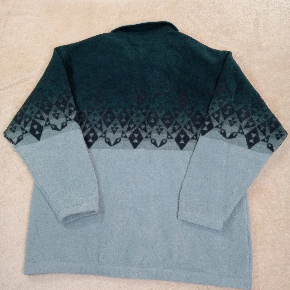 Panhandle‎ Slim 1/4 Zip Fleece Pullover Southwest Men's Medium Blue Green Gray